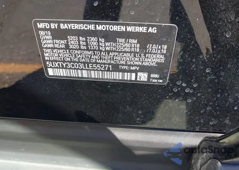 2020 BMW X3 Sdrive30I from USA, damaged, VIN 5UXTY3C03LLE55271